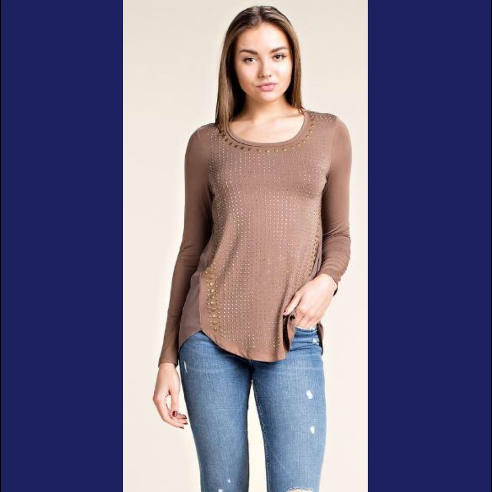 Vocal Shirt w/ Sheer Back & Stone Details